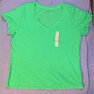 Bright neon “Green Emotion” Green V Neck T-Shirt